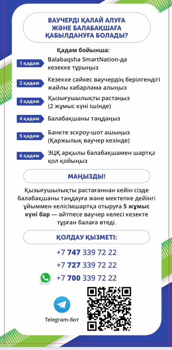 Ваучерді қалай алуға және балабақшаға қабылдауға болады?